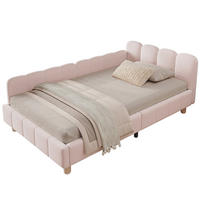 KINDERBETT 90/200 cm in Pink Samt mit Rausfallschutz und Taschen - Rosa, Holzwerkstoff/Textil (90/200cm) - WISHDOR