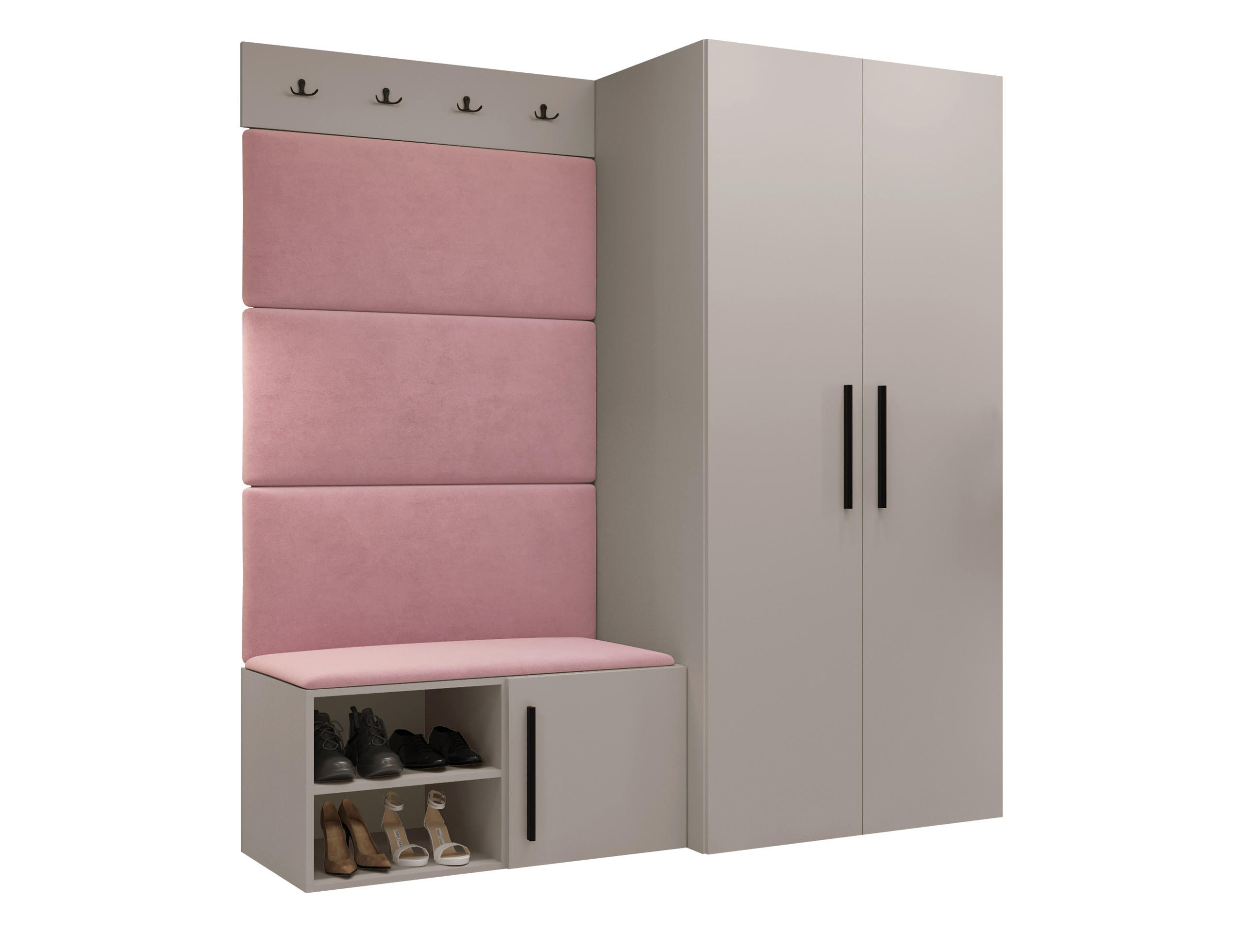 GARDEROBEN-SET Medi I - Kaschmir/Hellrosa, Holzwerkstoff/Kunststoff (80/191/50cm) - MIRJAN24