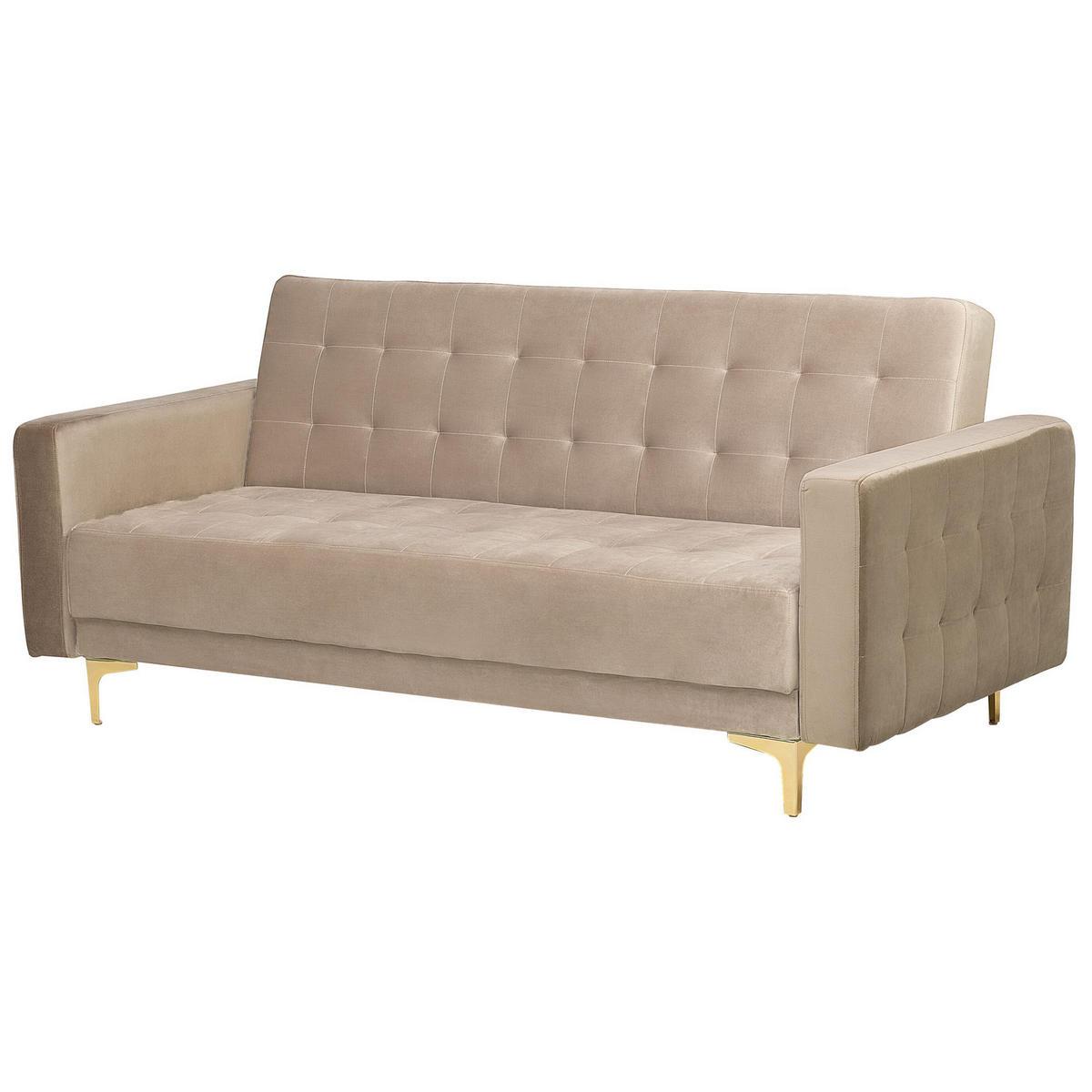 3-SITZER-SCHLAFSOFA Samtstoff Sandbeige Aberdeen - Beige, Textil (186/83/88cm) - Beliani