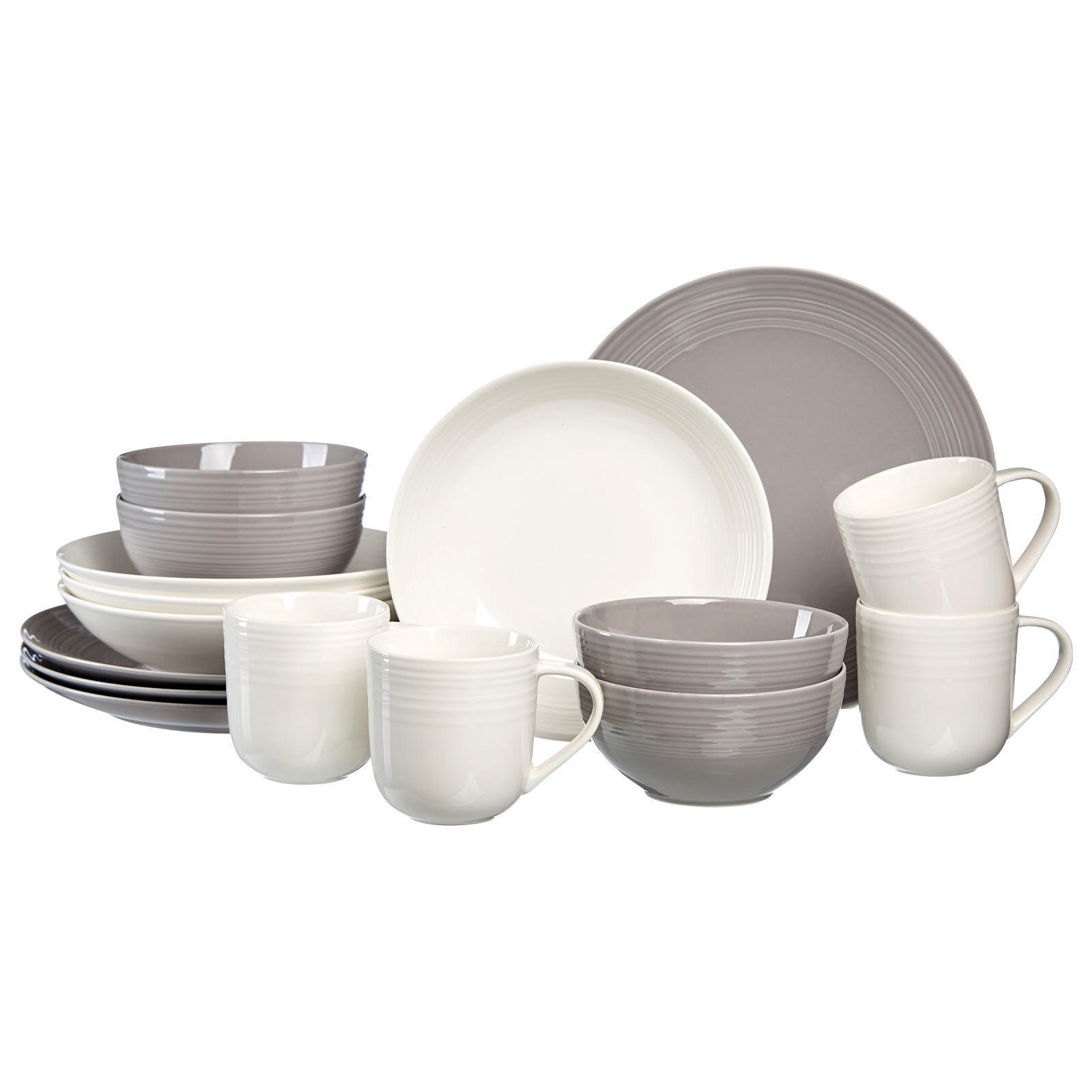 KOMBISERVICE Levi Weiß-Grau 16er Set - Weiß/Grau, Keramik (36/33/54cm) - Ritzenhoff Breker