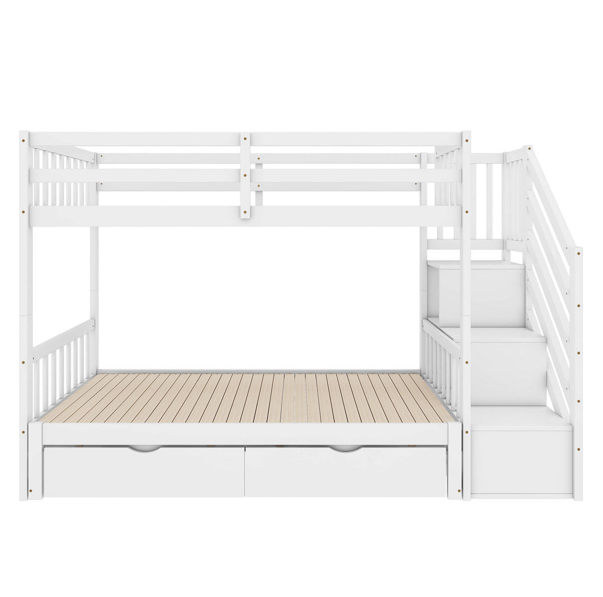 ETAGENBETT 90/200 cm Weiß mit Ausziehbett und zwei Schubladen aus Kiefernholz - Weiß, Holz (90/200cm) - OKWISH