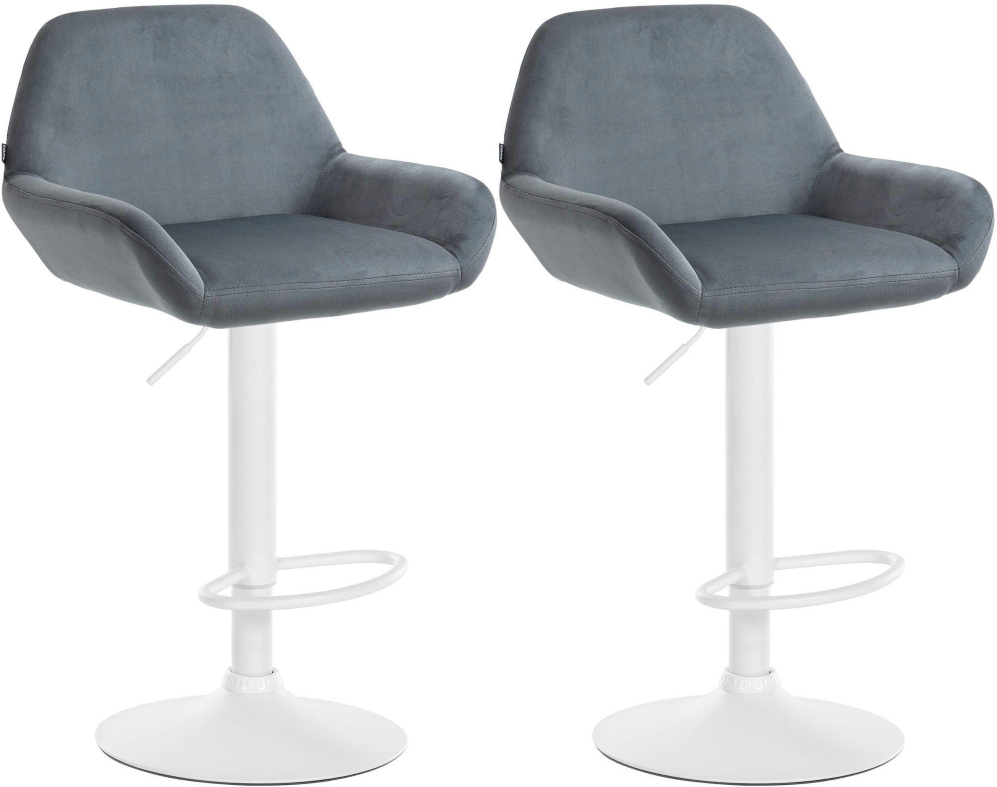 BARHOCKER 2er Set Samt Dunkelgrau - Dunkelgrau/Weiß, Textil/Metall (51/89/52cm) - CLP