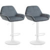 BARHOCKER 2er Set Samt Dunkelgrau - Dunkelgrau/Weiß, Textil/Metall (51/89/52cm) - CLP
