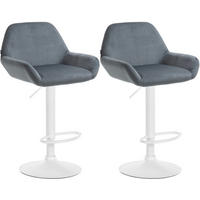 BARHOCKER 2er Set Samt Dunkelgrau - Dunkelgrau/Weiß, Textil/Metall (51/89/52cm) - CLP
