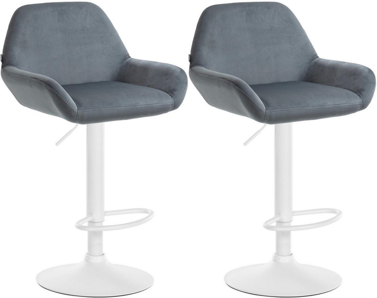 BARHOCKER 2er Set Samt Dunkelgrau - Dunkelgrau/Weiß, Textil/Metall (51/89/52cm) - CLP