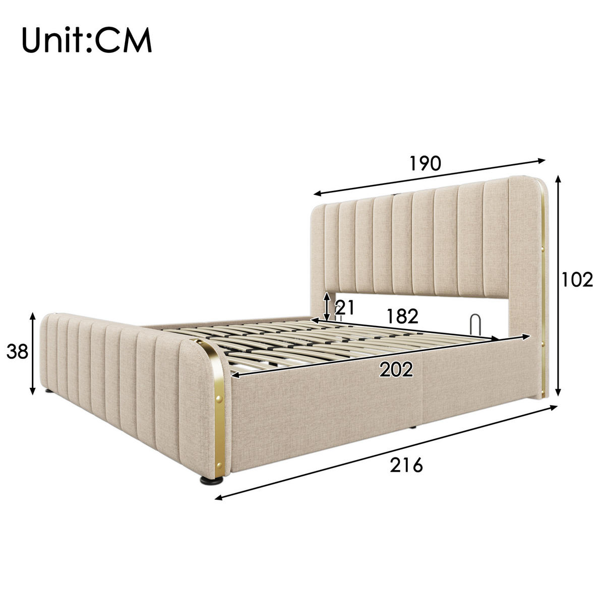 ČALÚNENÁ posteľ 180/200 cm s USB a USB-C nabíjaním, hydraulickým úložným priestorom a matracom, Béžová - béžová, textil (180/200cm) - Redom