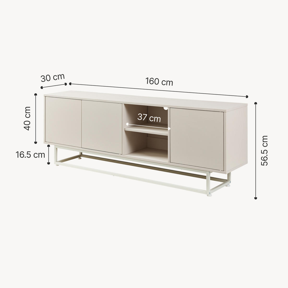Beige, Holzwerkstoff/Metall (160/56.5/30cm) - [en.casa]