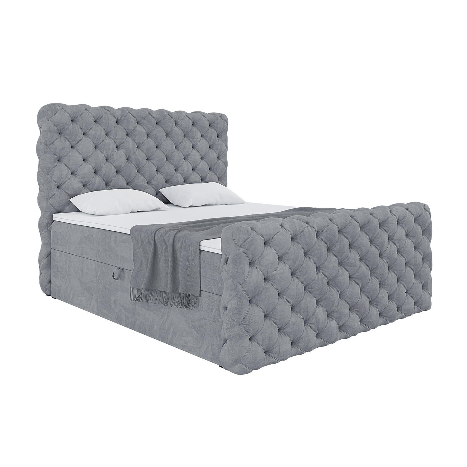 Meblini Boxbett Grau 140x200 cm