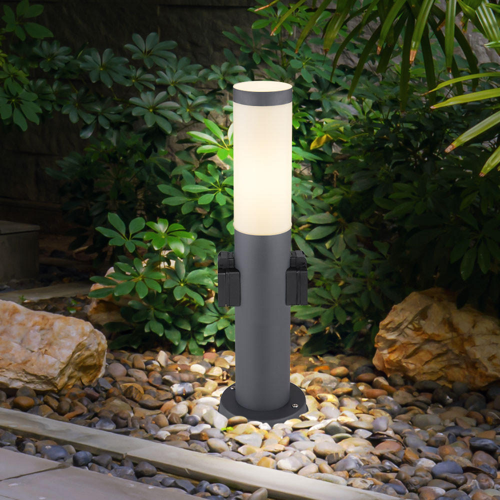 LED WEGELEUCHTE Edelstahl opal - Anthrazit, Metall (12.7/12.7/45cm) - Globo Lighting