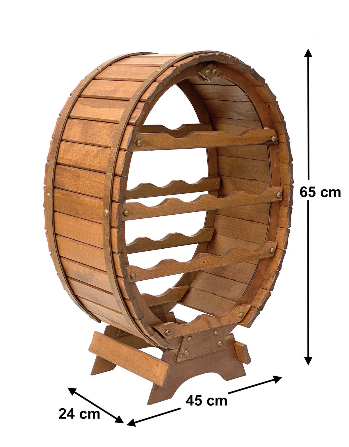 WEINREGAL Holz Stehend Weinfass 12 Flaschen Braun gebeizt - Braun, Holz (45/65/24cm) - DanDiBo