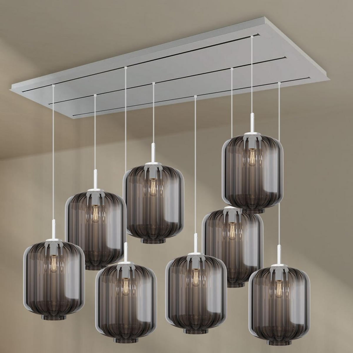 HÄNGELEUCHTE Velo 8-flammig Rauch Ø 25cm - Anthrazit/Weiß, Glas (25/25/27cm) - s.luce