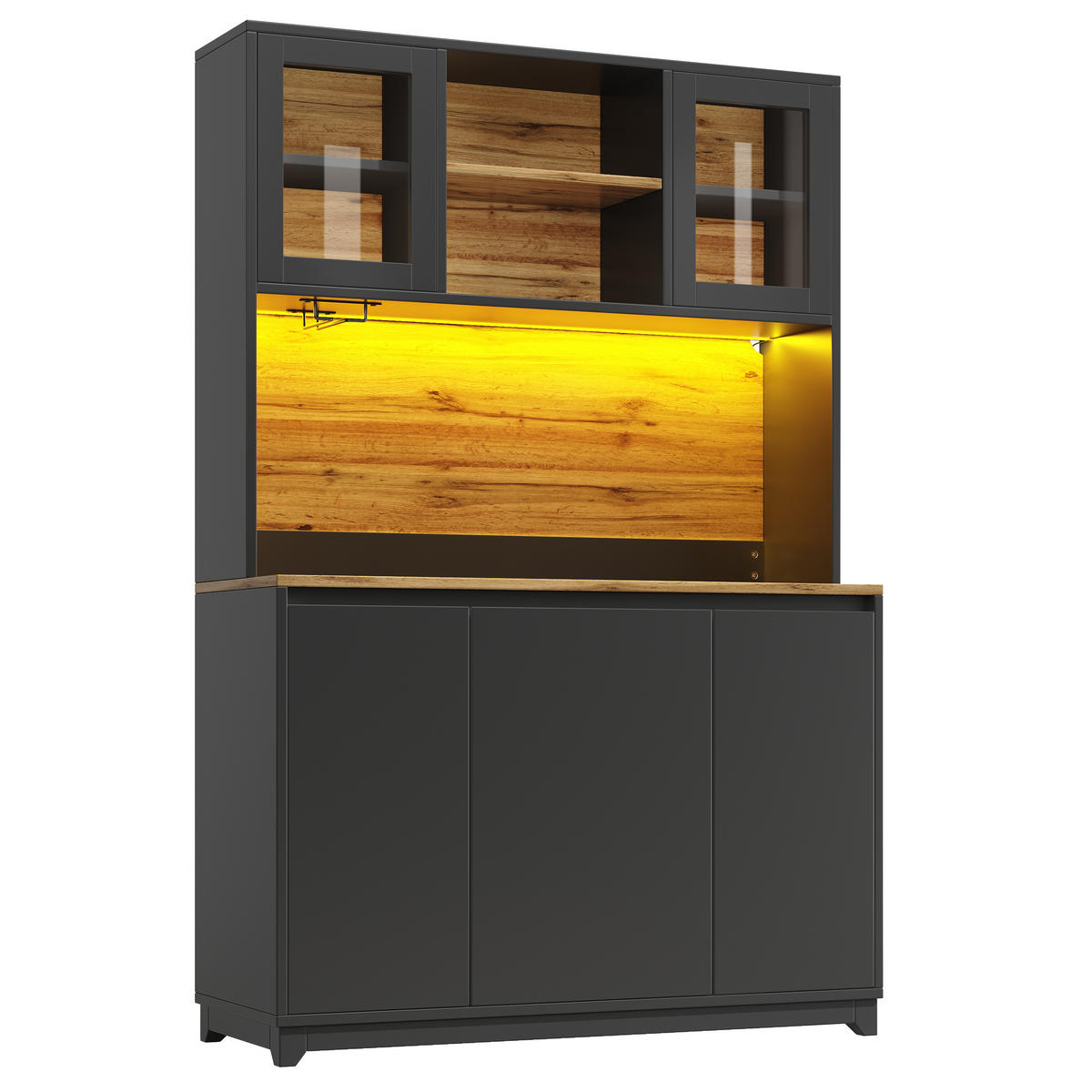 BUFFET 120/40/180 cm schwarz aus MDF mit LED - Schwarz, Holzwerkstoff (120/180/40cm) - OKWISH