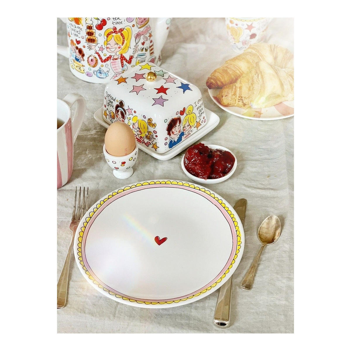FRÜHSTÜCKSTELLER Herz in Rosa - 22cm - Pink, Keramik (21.8/21.8/2.5cm) - Blond Amsterdam