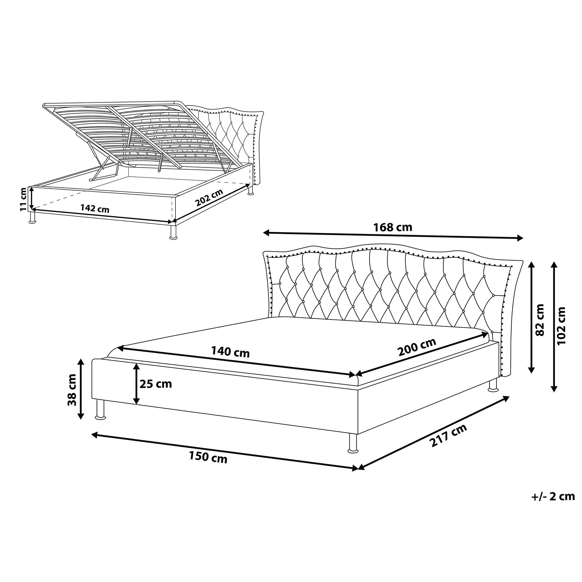 Thumbnail - Beliani Bett, Dunkelgrau, Textil, 140x200 cm, Schlafzimmer, Betten