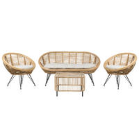 4-SITZER LOUNGE SET Rattan Natürlich Maratea/Cesenatico - Naturfarben, Naturmaterialien - Beliani