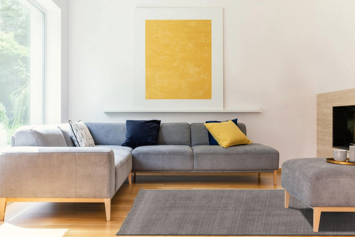 TEPPICH handgefertigt Wolle Baumwolle grau - Grau, Naturmaterialien (200/290cm) - AFK Living