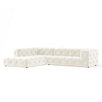 ECKSOFA Cosimo Creme Samtstoff - Creme/Schwarz, Holz/Holzwerkstoff (325/228cm) - Maison de Reve