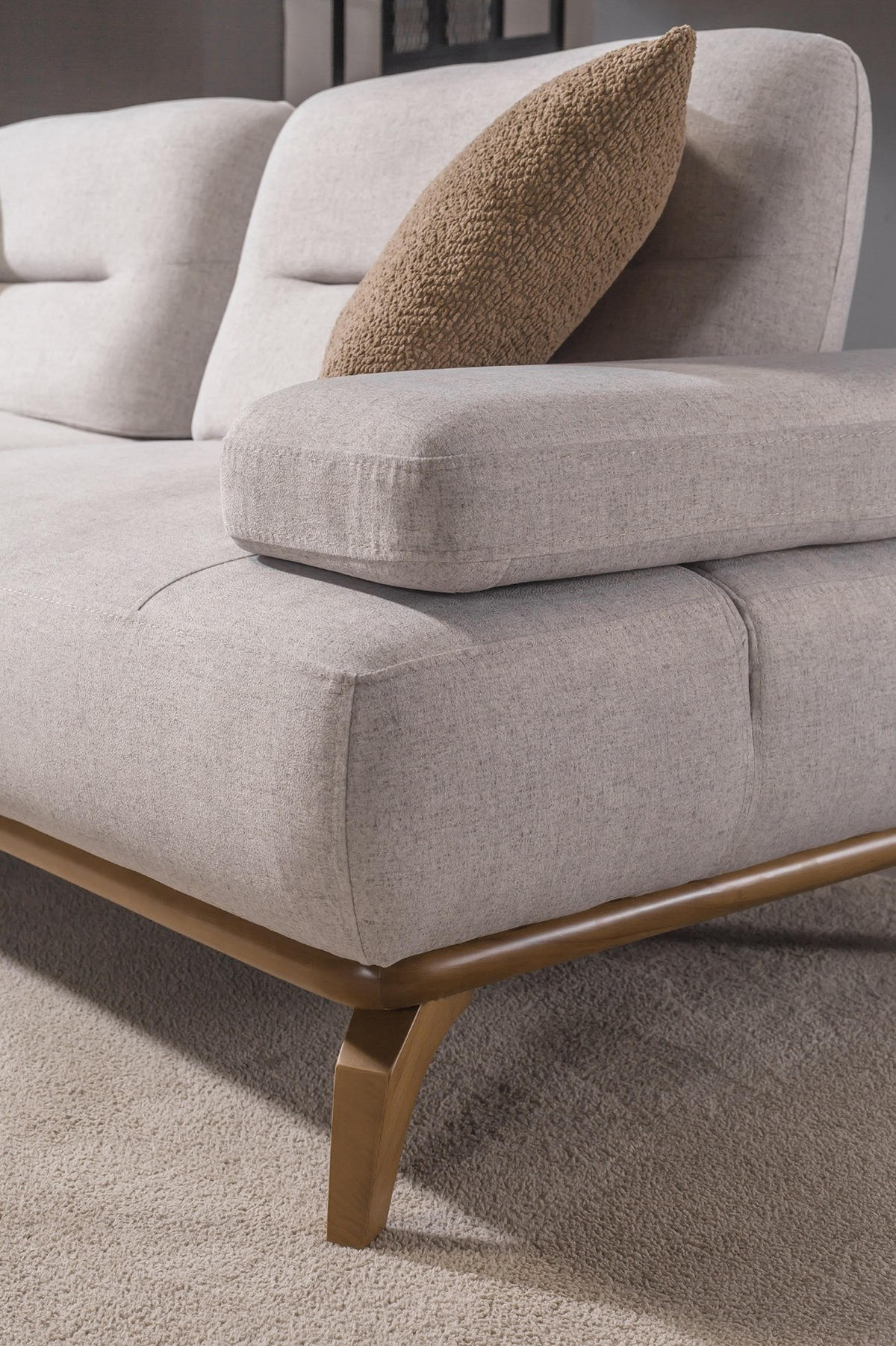 SITZGARNITUR Smooth Creme Stellvariante:3+3 - Creme, Holz (240/82/100cm) - Villa Möbel