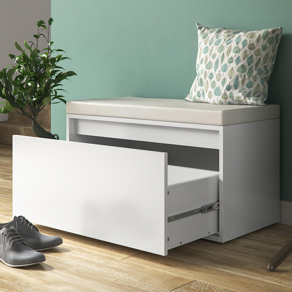 SCHUHBANK Iker Weiß 80 x 45 cm - Weiß, Holzwerkstoff (80/45/39cm) - Vicco