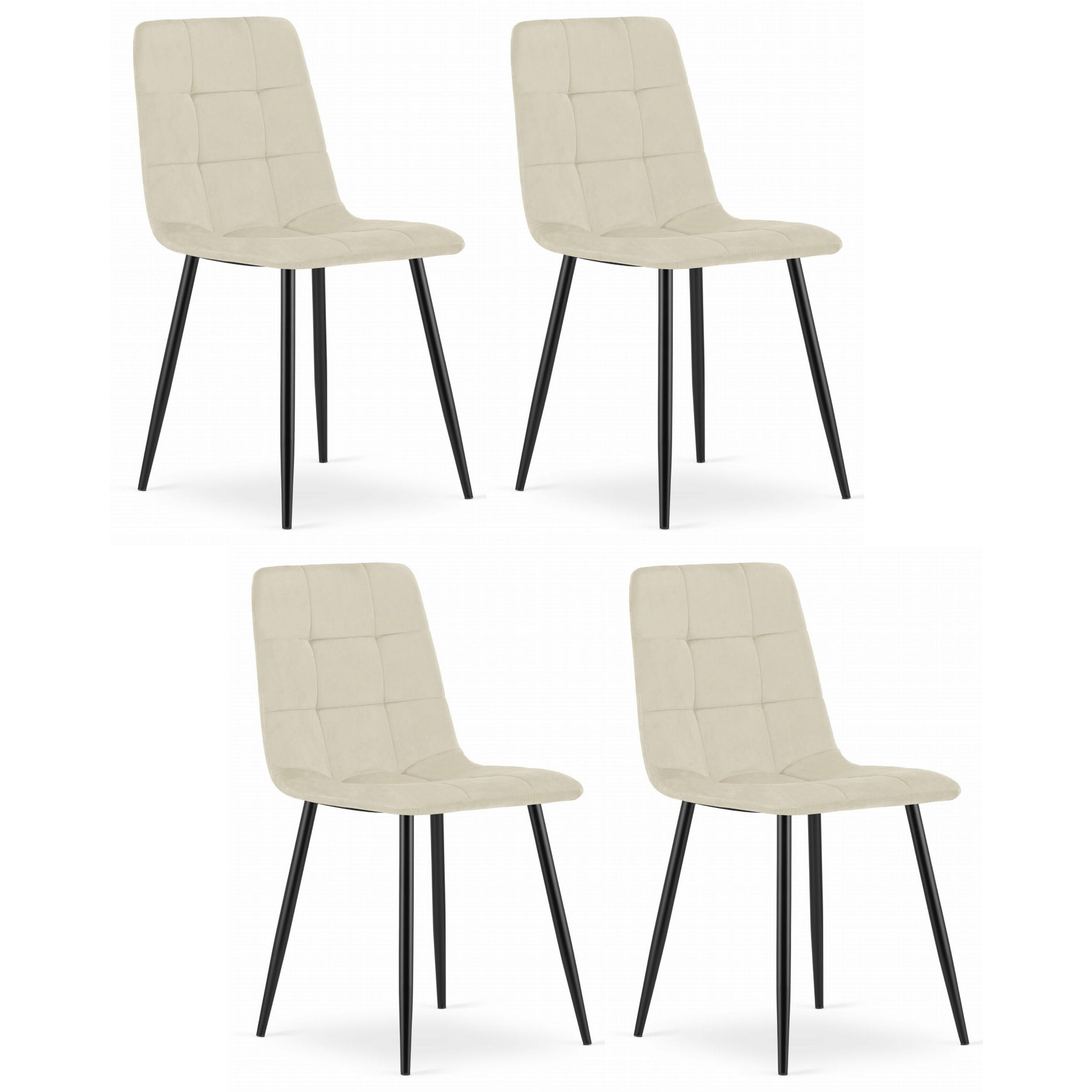 STUHL CETARA 4-er Set, Beige, Schwarz, mit Samtstoff gepolstert - Beige, Textil/Metall (45/87/51cm) - Komodee