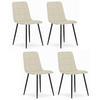STUHL CETARA 4-er Set, Beige, Schwarz, mit Samtstoff gepolstert - Beige, Textil/Metall (45/87/51cm) - Komodee