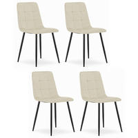 STUHL CETARA 4-er Set, Beige, Schwarz, mit Samtstoff gepolstert - Beige, Textil/Metall (45/87/51cm) - Komodee