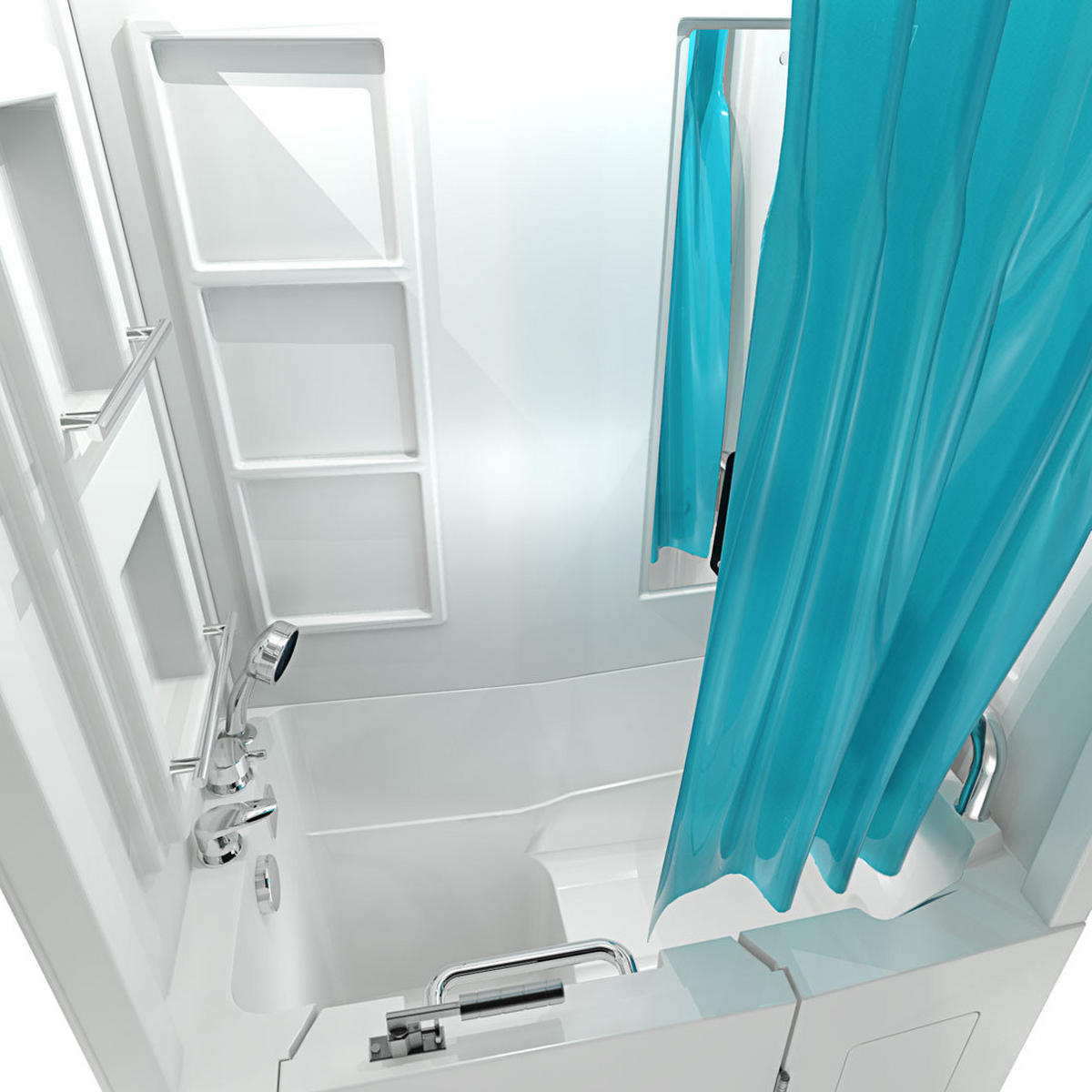 SENIOREN Dusche Sitzwanne mit Tür S08D-C-R - Weiß, Glas/Kunststoff (110/68/205cm) - AcquaVapore by Sandra Jentho