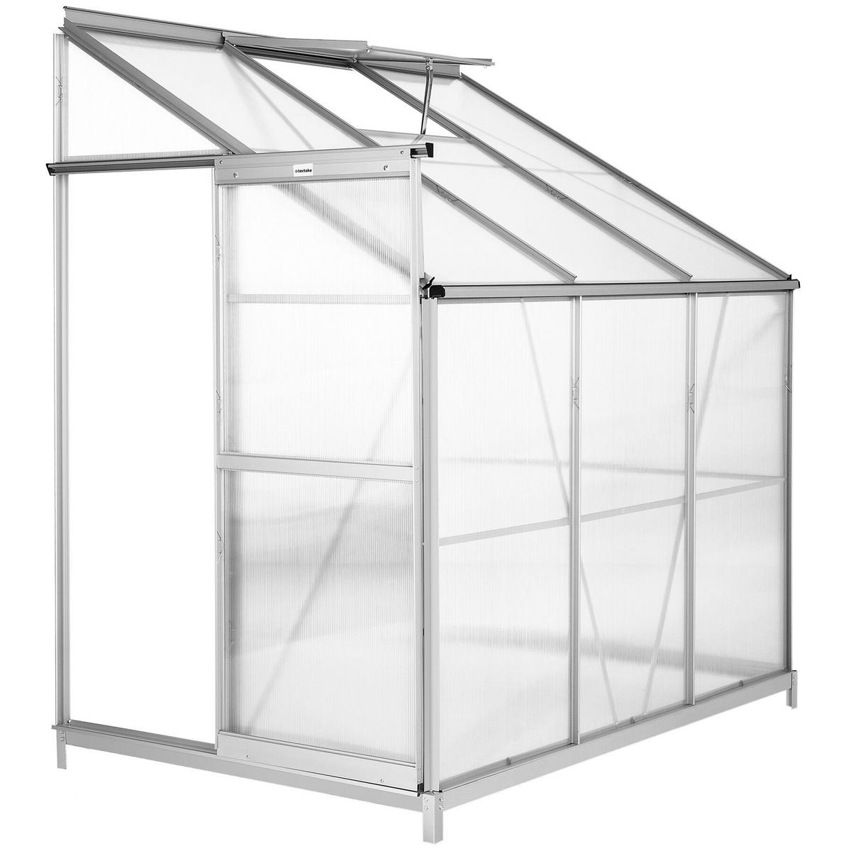 ANLEHNGEWÄCHSHAUS ,192 x 128 x 202 cm,transparent - Transparent, Metall (128/202/192cm) - tectake