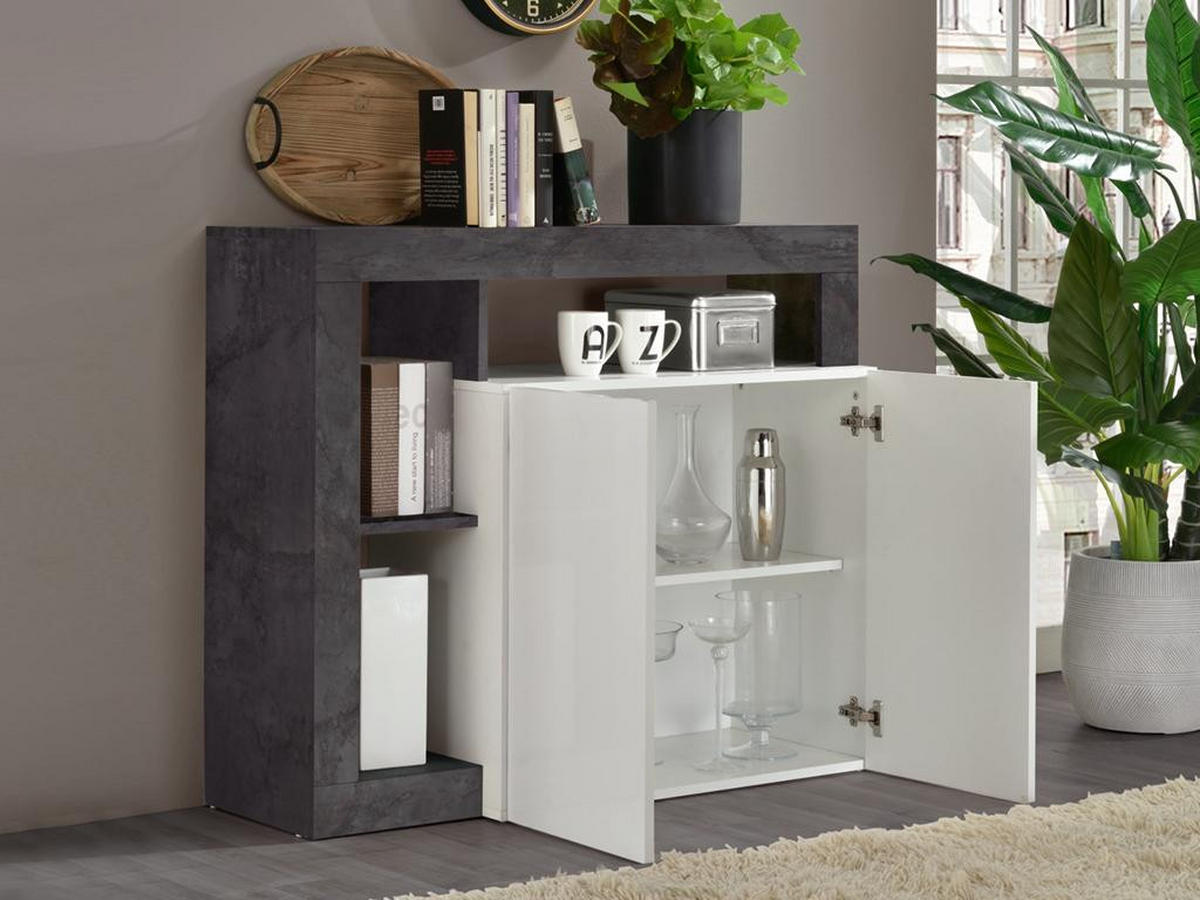 SIDEBOARD 2 Türen Frankfurt - L108 cm - Grau, Holz (42/93/108cm) - Vente-Unique