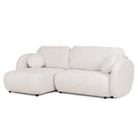 ECKSOFA Candy mit Schlaffunktion Weiß Bouclé-Stoff - Ottomane links - Schwarz/Weiß, Holz/Kunststoff (230/146cm) - S-Style Möbel