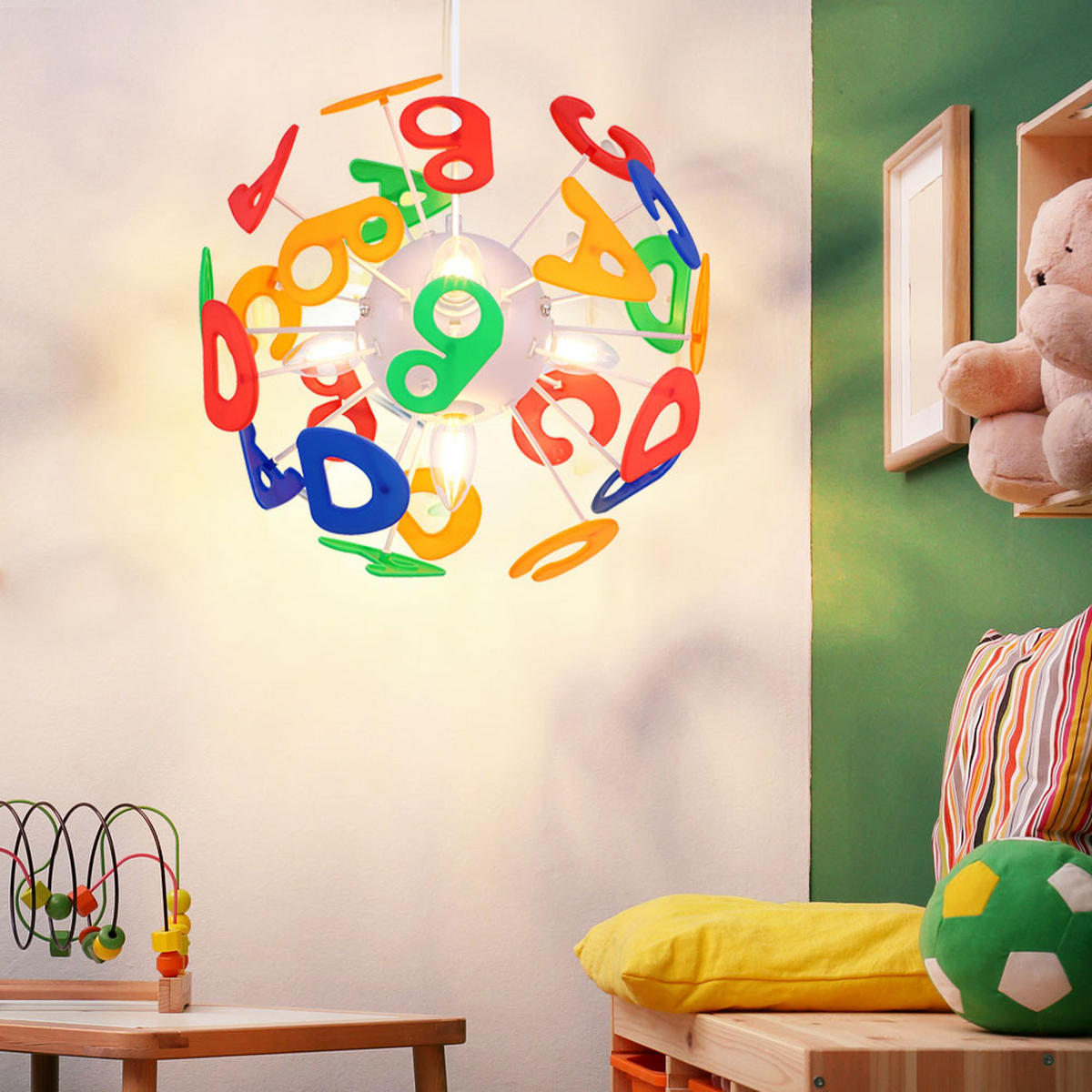 LED KINDERDECKENLEUCHTE LURRA Bunt - Multicolor, Kunststoff (35/35/120cm) - Globo Lighting