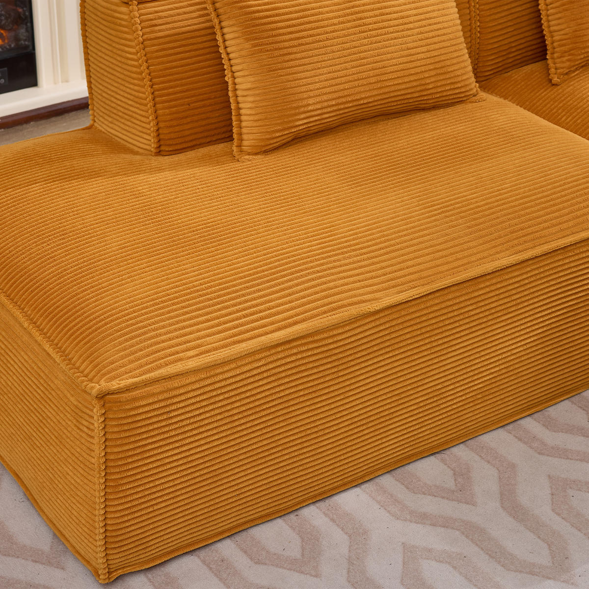 ECKSOFA Polyester Senfgelb mit 2 Kissen - Orange, Textil (235/129cm) - WISHDOR