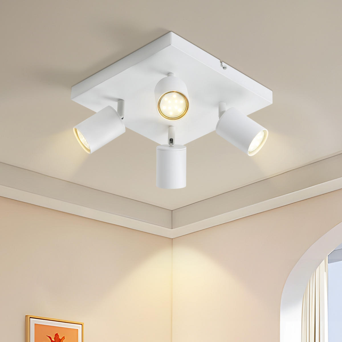 STRAHLER Baunach 4-flammig 25/25/14.4 cm - Weiß, Metall (25/25/14.4cm) - Nettlife