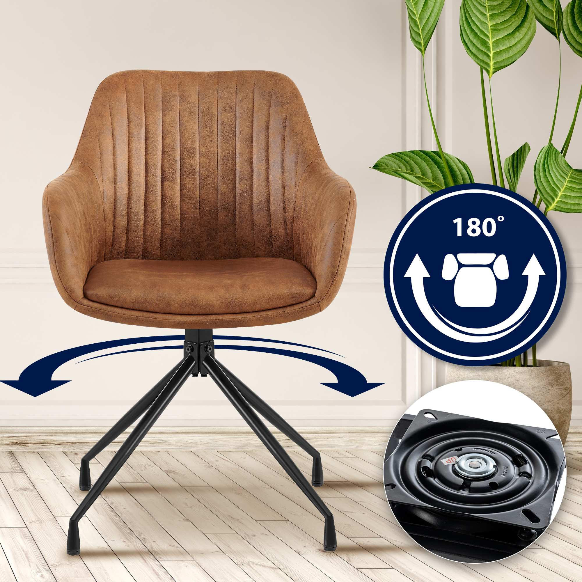 Thumbnail - Deluke Esszimmerstuhl, Hellbraun, Leder, 58x81x58 cm, Esszimmer, Stühle, Esszimmerstühle, Vierfußstühle