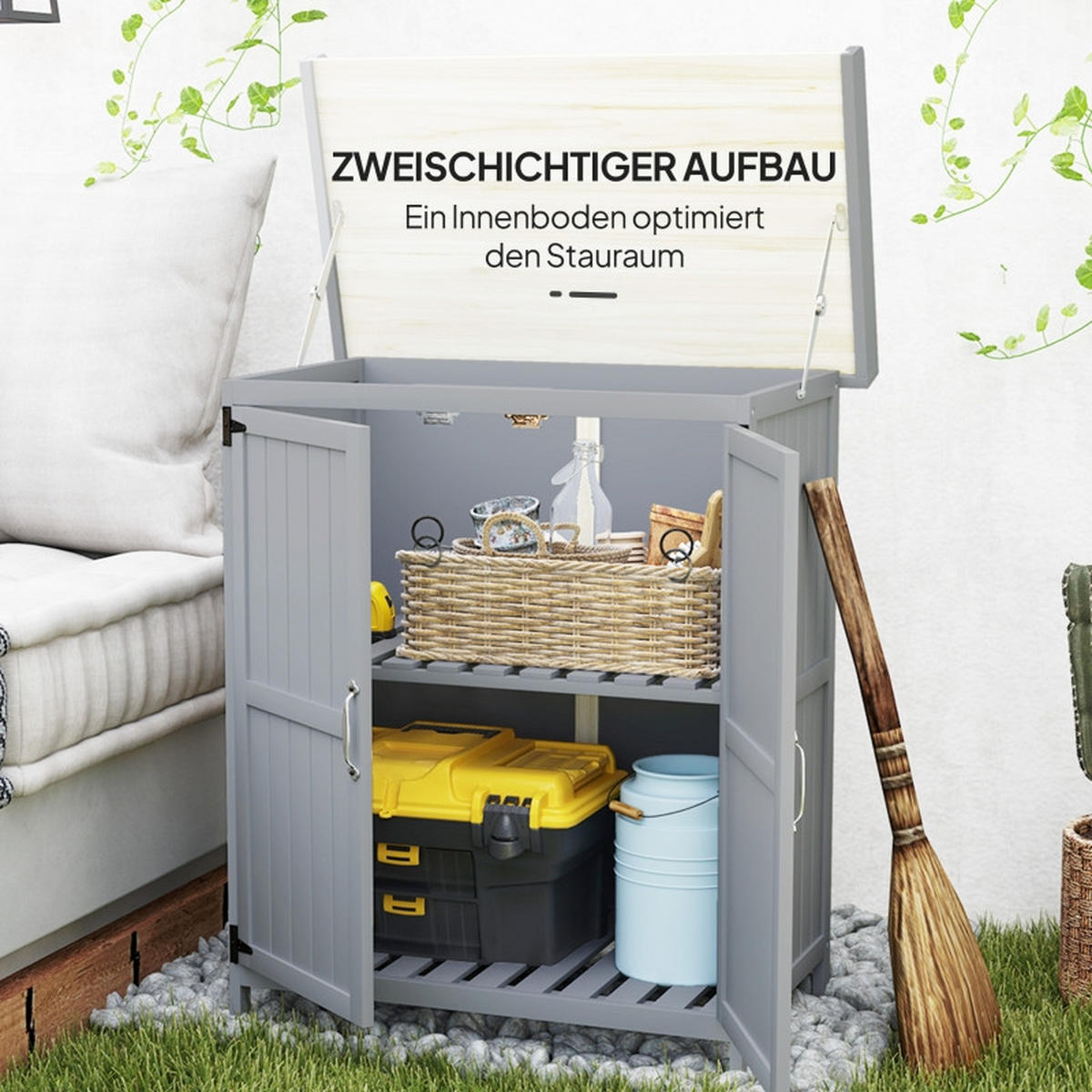 GARTENSCHRANK Arbeitsfläche Grau - Grau, Metall (43/88/74cm) - ComfortXL