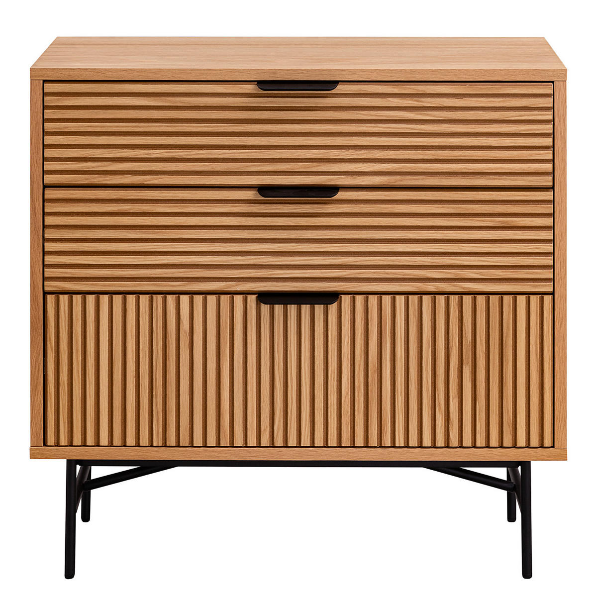 KOMMODE mit 3 Schubladen - Echtholzfurnier - Eichefarben, Holzwerkstoff (80/80/40cm) - home24