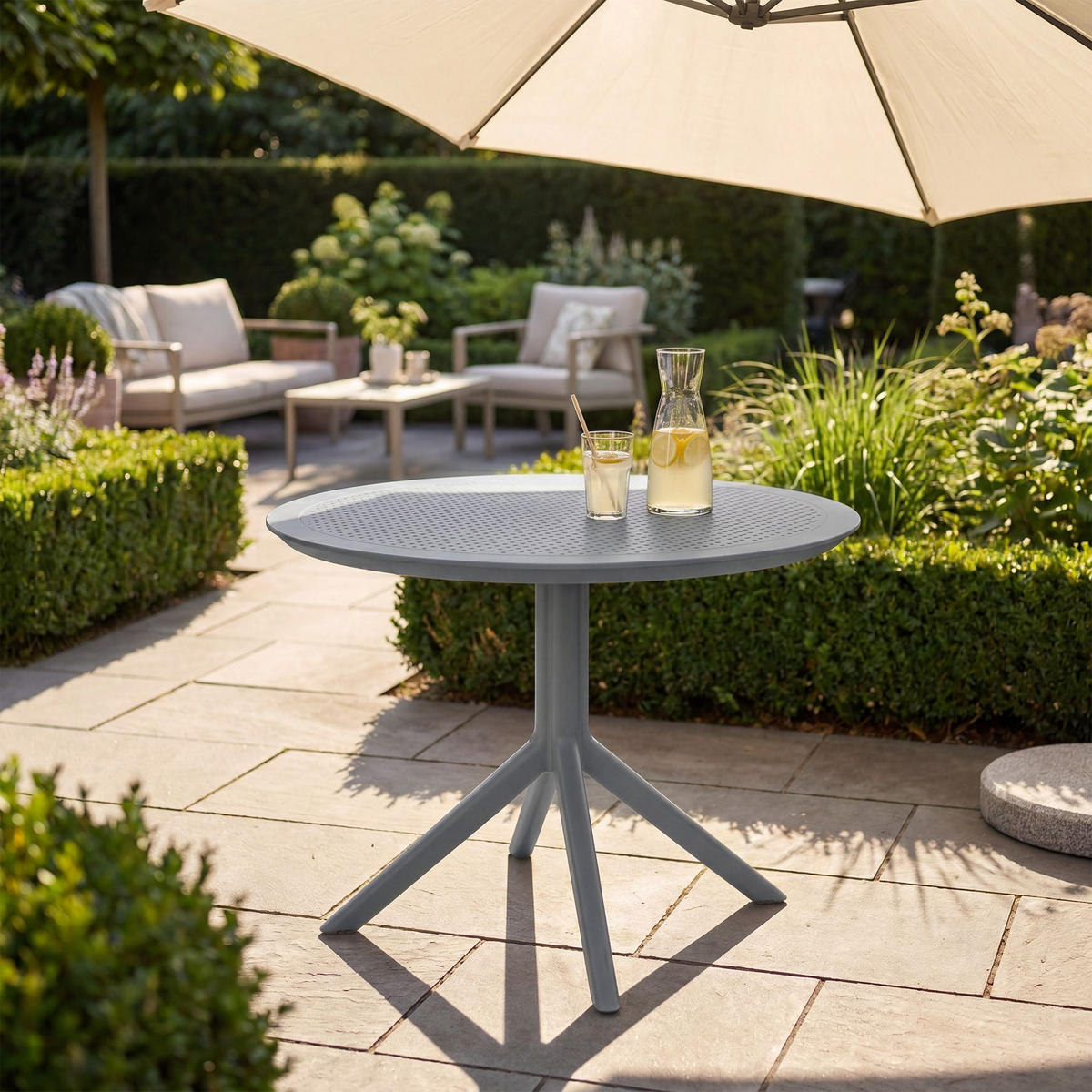GARTENTISCH rund Ø105 cm Kunststoff Dunkelgrau - Dunkelgrau, Kunststoff (105/105/74cm) - CLP