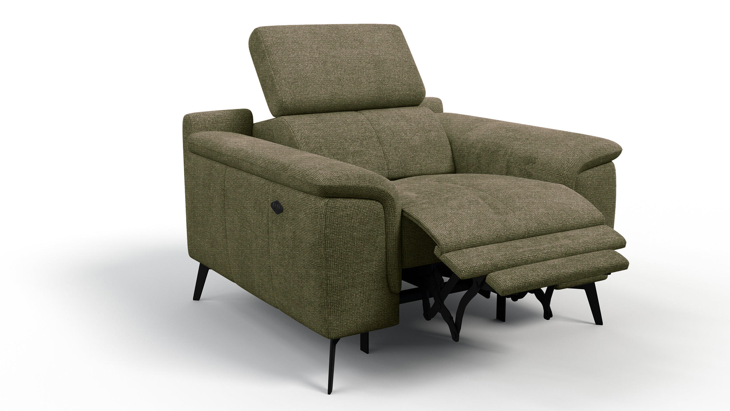 SESSEL FIERO mit Relaxfunktion, olivgrün - Schwarz/Olivgrün, Holzwerkstoff/Textil (114/82/103cm) - Courtois Laville