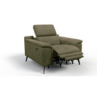 SESSEL FIERO mit Relaxfunktion, olivgrün - Schwarz/Olivgrün, Holzwerkstoff/Textil (114/82/103cm) - Courtois Laville