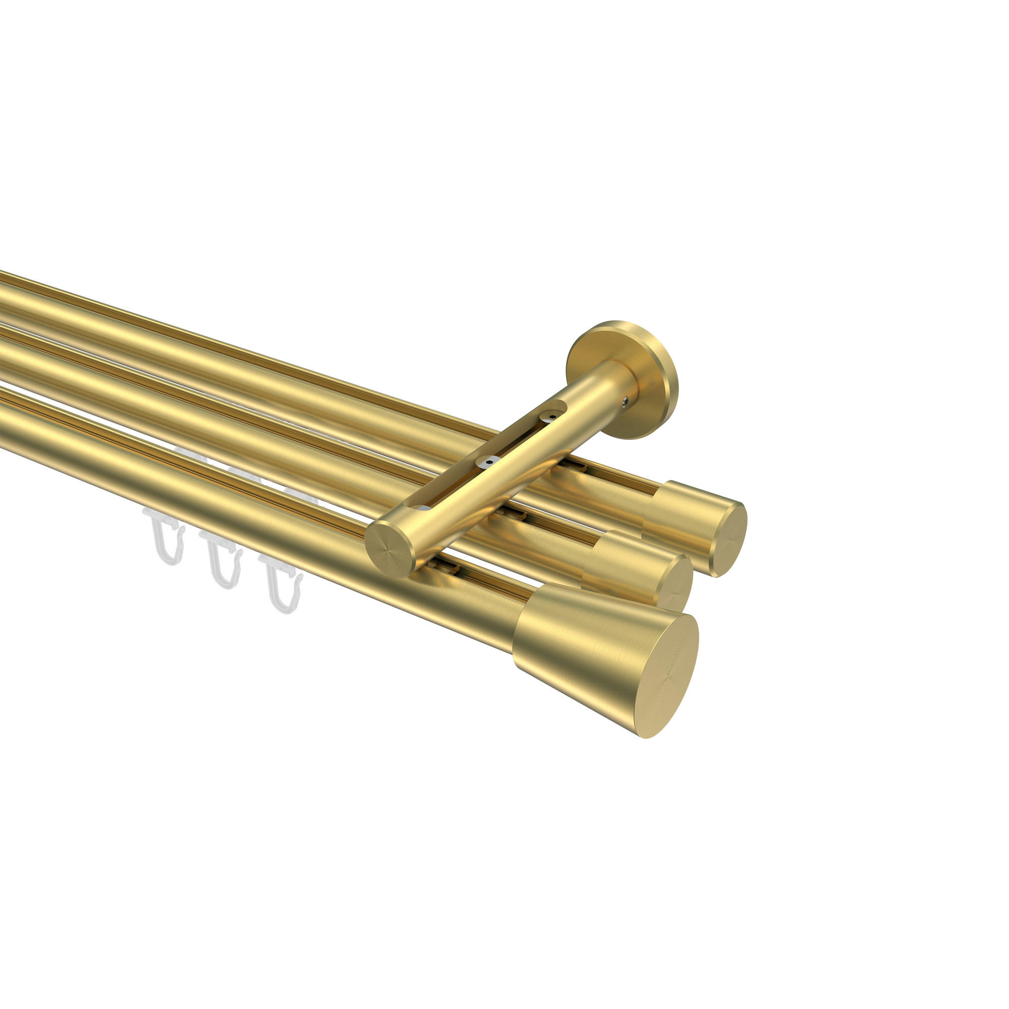 INNENLAUF-GARDINENSTANGEN-SET Siteno Sitra 540 cm (geteilt in 3 x 180 cm), 3-läufig, 20 mm Ø Messing-Optik - Messingfarben, Metall (540cm) - INTERDECO