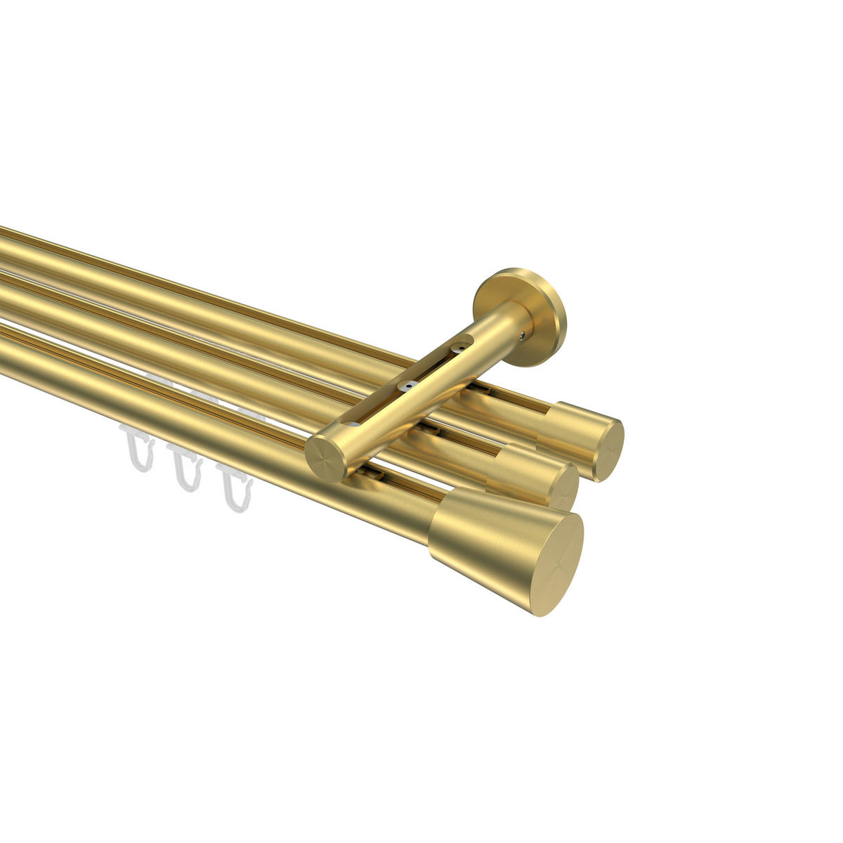 INNENLAUF-GARDINENSTANGEN-SET Siteno Sitra 200 cm, 3-läufig, 20 mm Ø Messing-Optik - Messingfarben, Metall (200cm) - INTERDECO