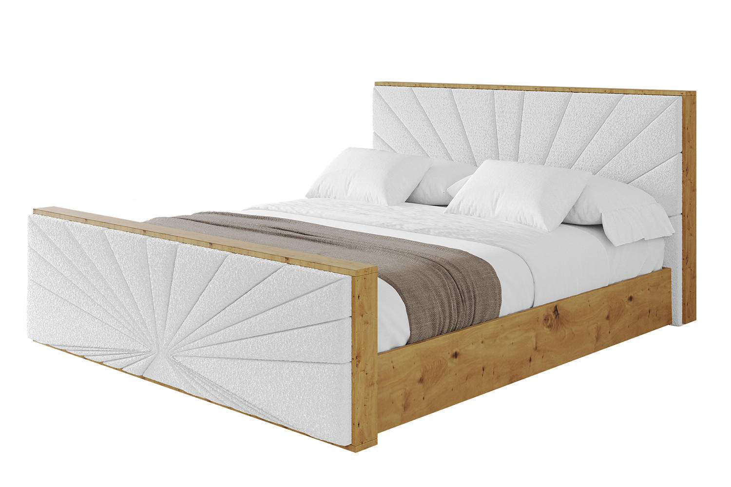 POLSTERBETT mit Bettkasten, Fußteil und Lattenrost, Boxbett mit Matratze H3/H4 - ENZO6-Z 200x200 Weiß - Weiß, Holzwerkstoff/Textil (200/200cm) - ALTDECOR