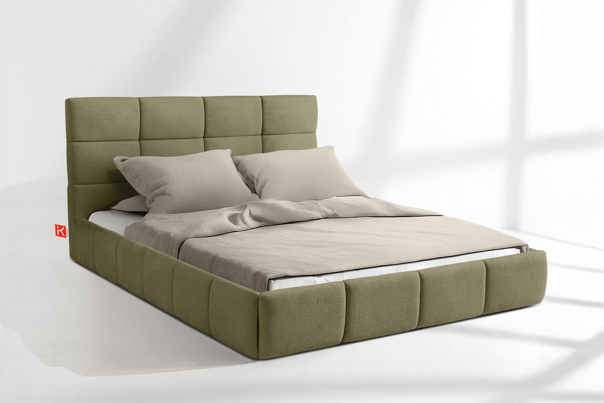 POLSTERBETT ALTOS Bouclé, grün - Grün, Holz/Holzwerkstoff (140/200cm) - KONSIMO®