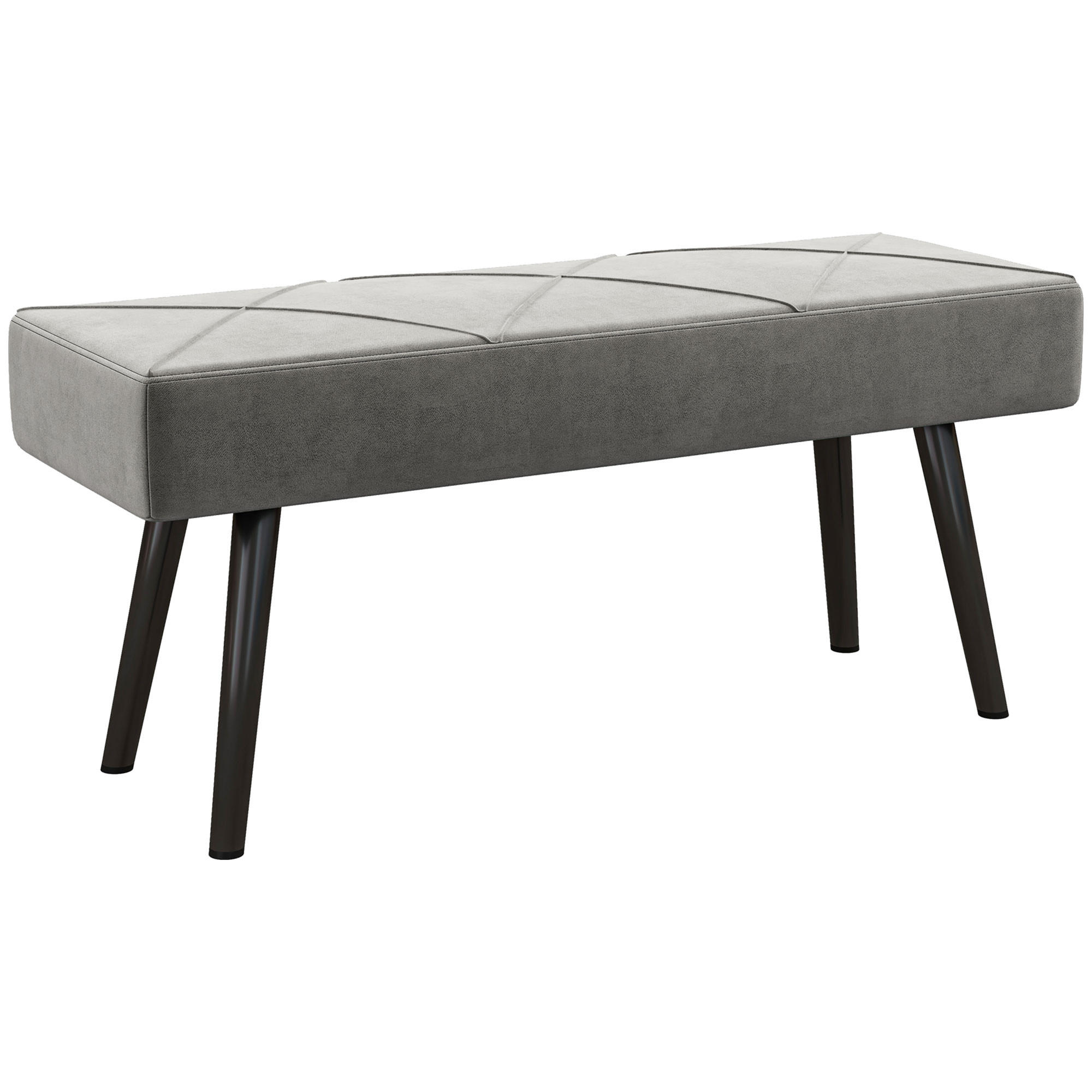 BETTBANK mit X-Muster, in Samtoptik, bis 120 kg Belastbar, Grau - Grau, Kunststoff (36/45/100cm) - HOMCOM