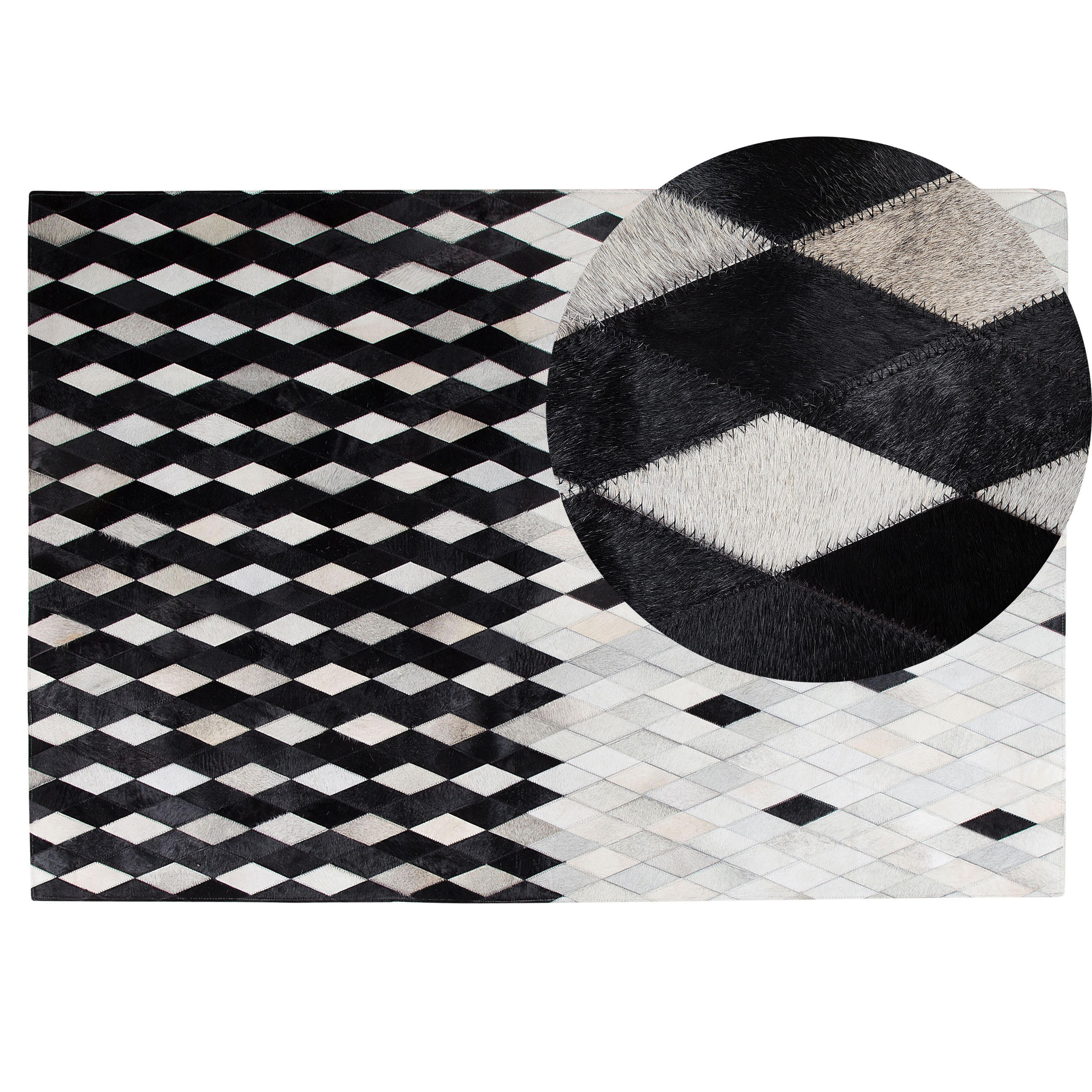 KURZFLOR-TEPPICH Maldan 200/140 cm - Schwarz, Fell (140/200cm) - Beliani