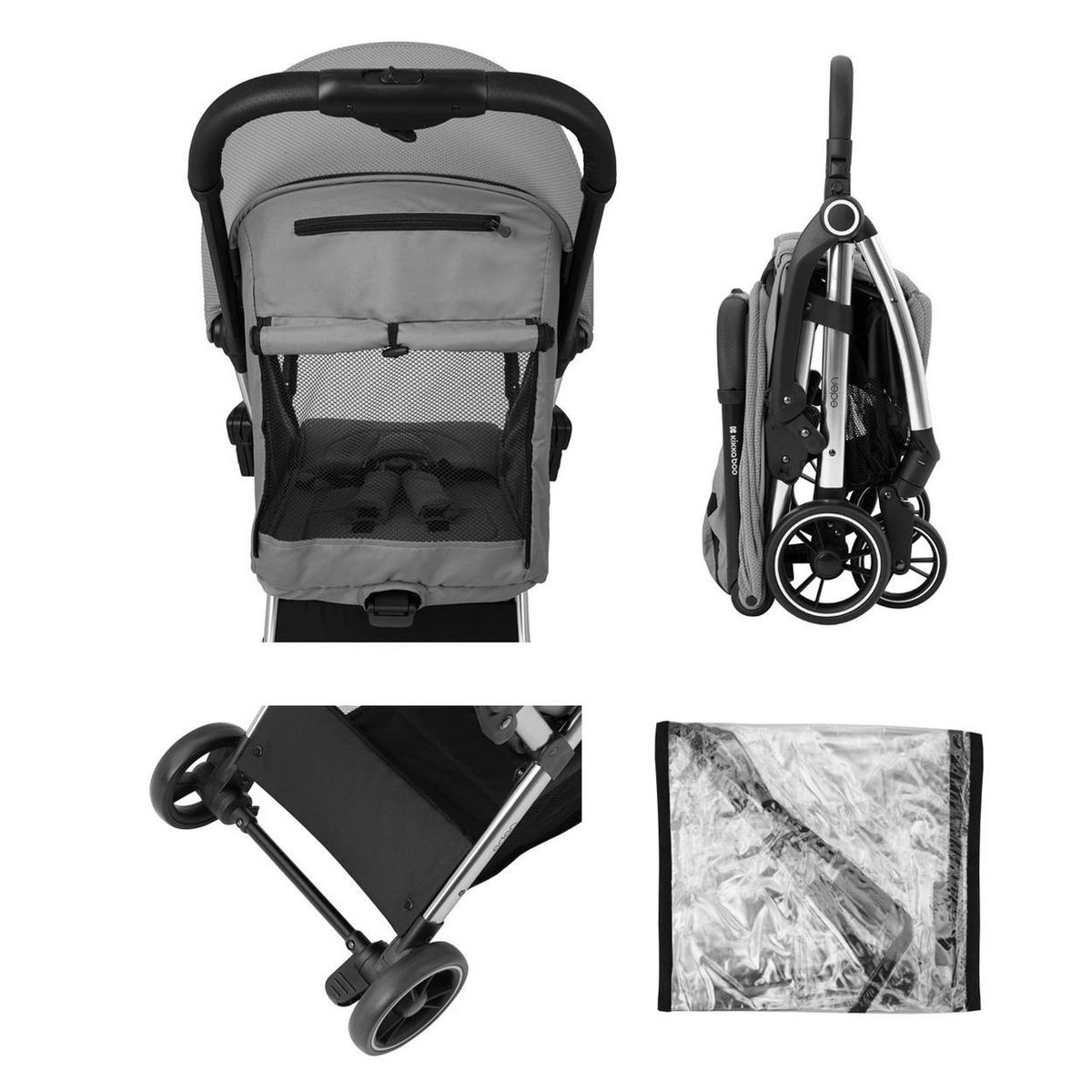 BUGGY Eden bis 22 kg grau Federung Regenschutz zusammenklappbar - Grau, Metall (62/47/100cm) - Kikka boo