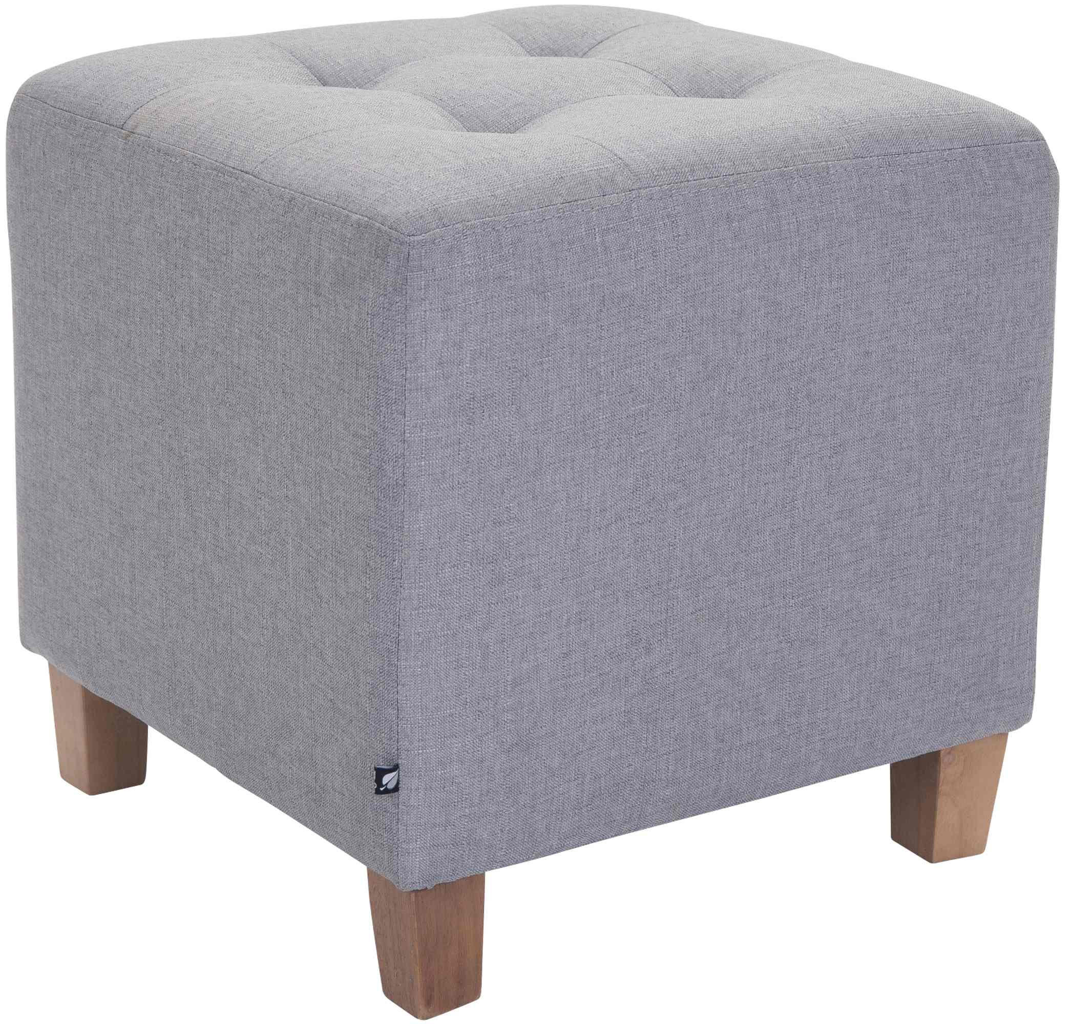 SITZWÜRFEL eckig 45/45/46 cm Stoff hellgrau - Hellgrau/Naturfarben, Holz/Textil (45/46/45cm) - CLP
