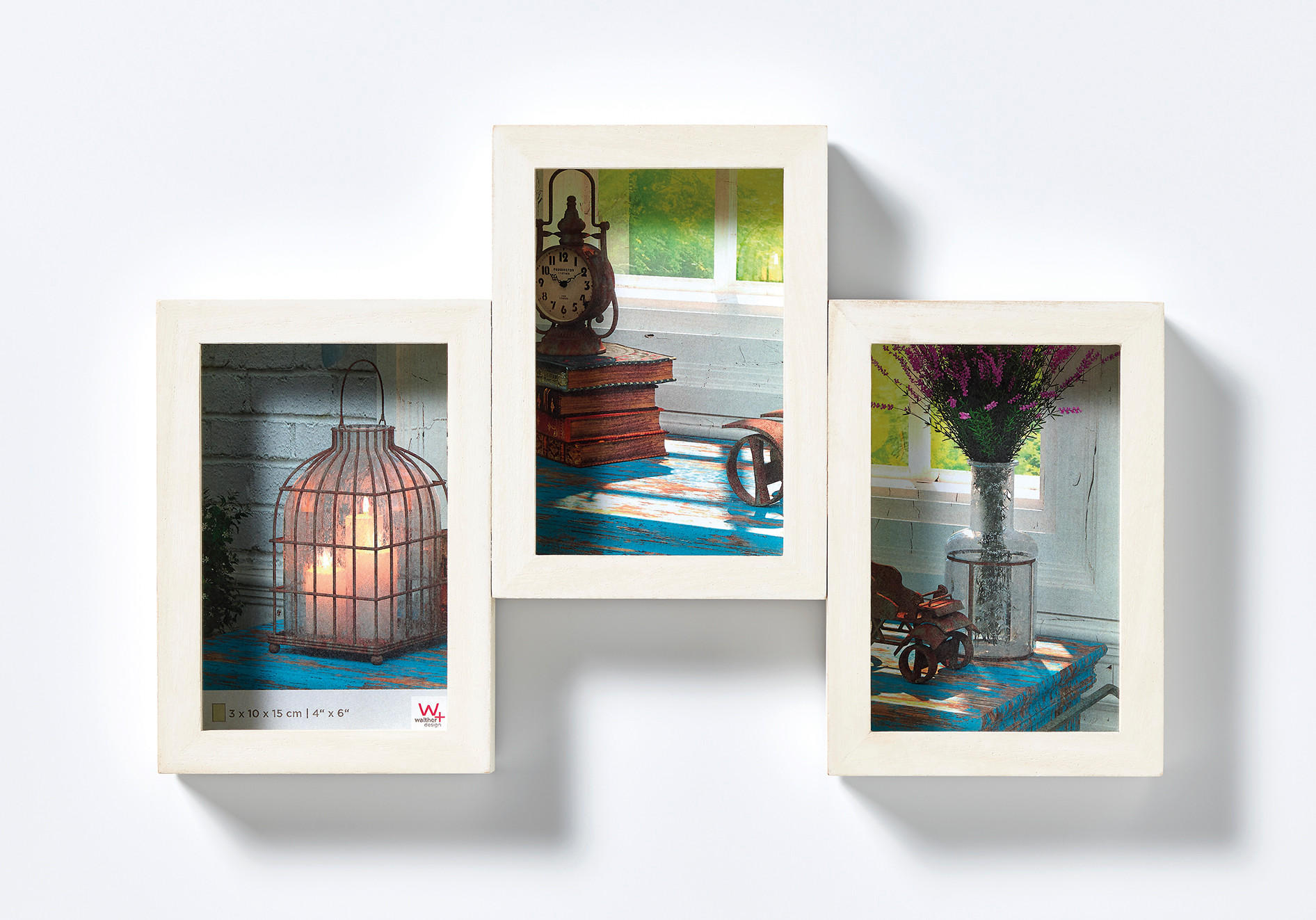 BILDERRAHMEN Rustic Galerier., 3 x 10x15 cm, weiss - Weiß, Holzwerkstoff (37/22/4.5cm) - EMIX24