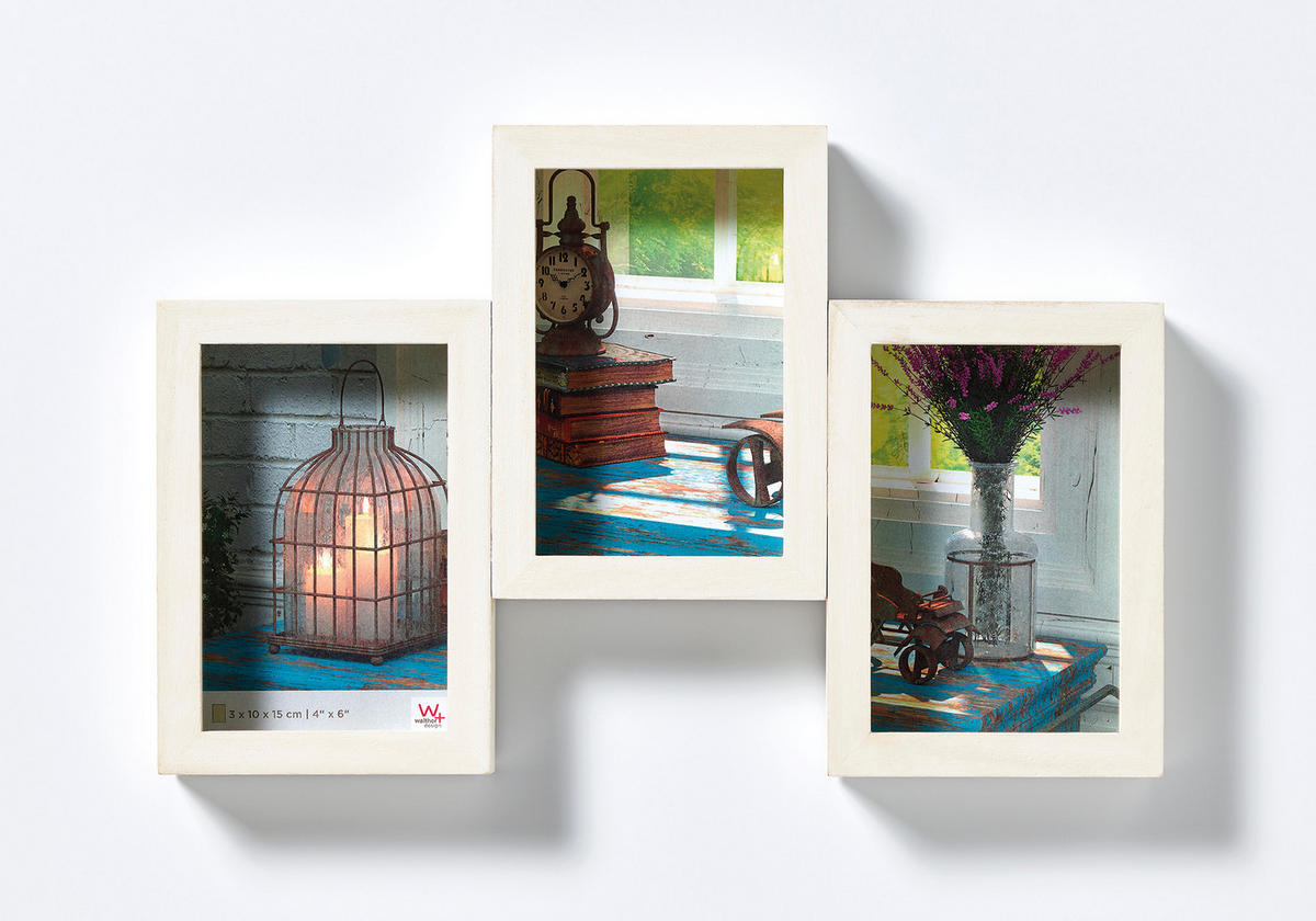 BILDERRAHMEN Rustic Galerier., 3 x 10x15 cm, weiss - Weiß, Holzwerkstoff (37/22/4.5cm) - EMIX24