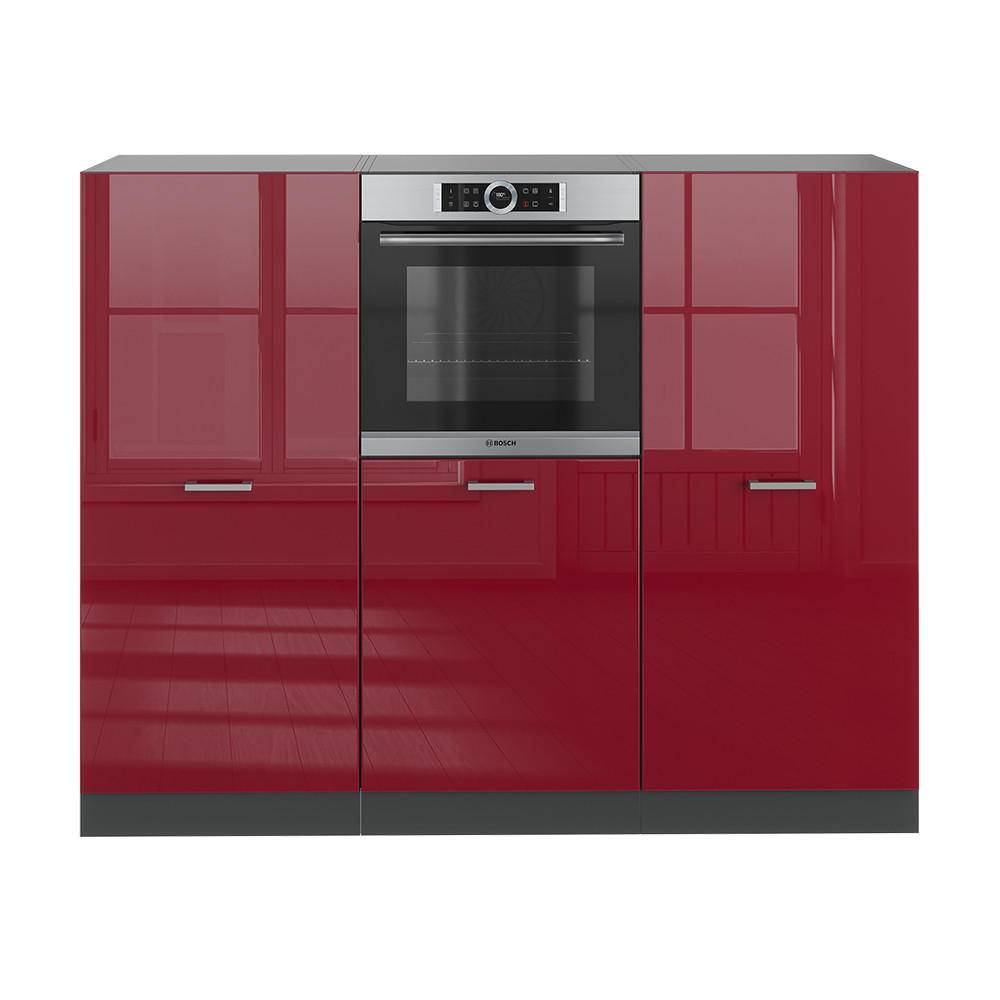 KÜCHENBLOCK R-Line Rot Hochglanz/Anthrazit 180 cm ohne Arbeitsplatte - Anthrazit/Rot, Holzwerkstoff (180/81.6/46cm) - Vicco